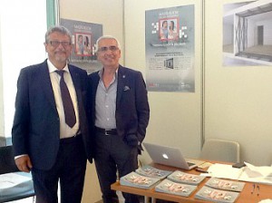 A destra l'ing. Alessandro Martelli, Presidente GLIS e Vicepresidente ASSISi, con Antonio D’Intino inventore della Stanza Antisismica